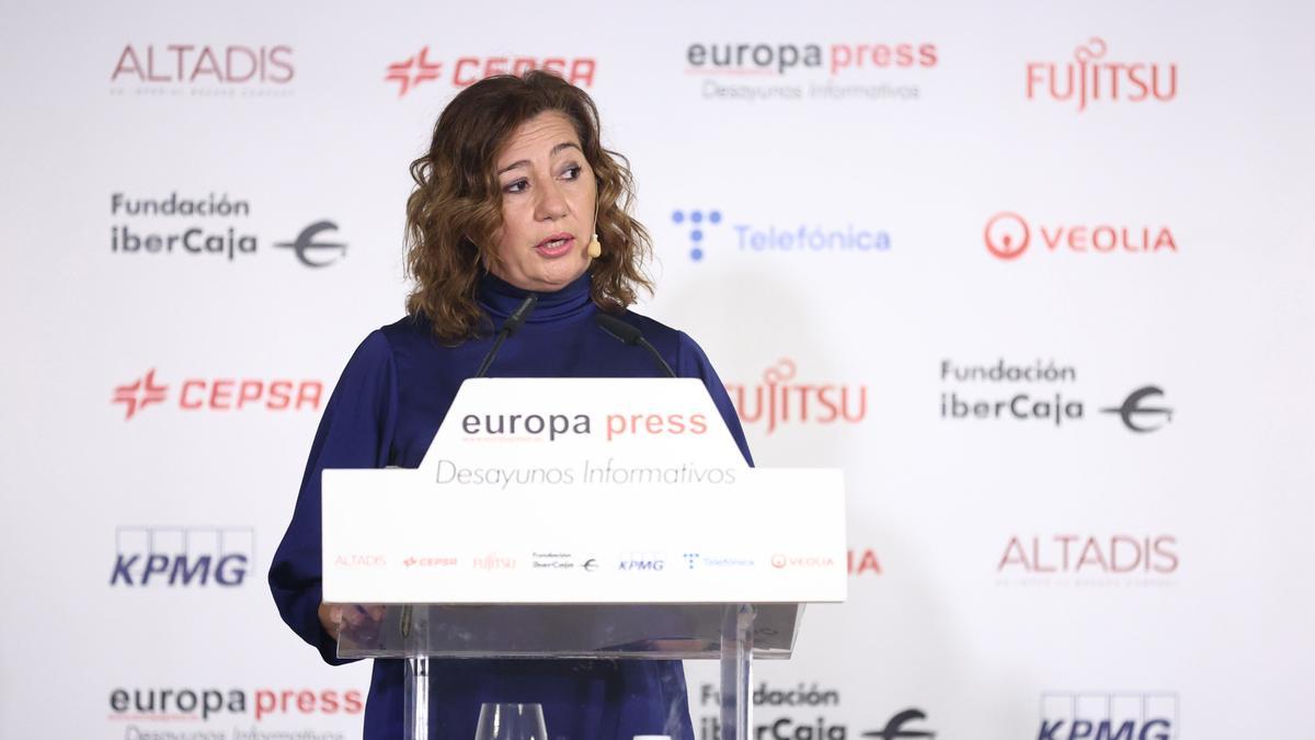 Francina Armengol, durante su intervención en los Desayunos informativos de Europa Press