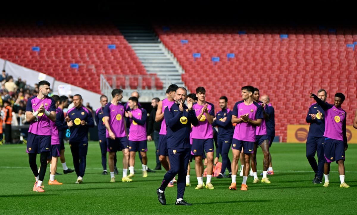 Primer entreno del Barça en el renovado Camp Nou
