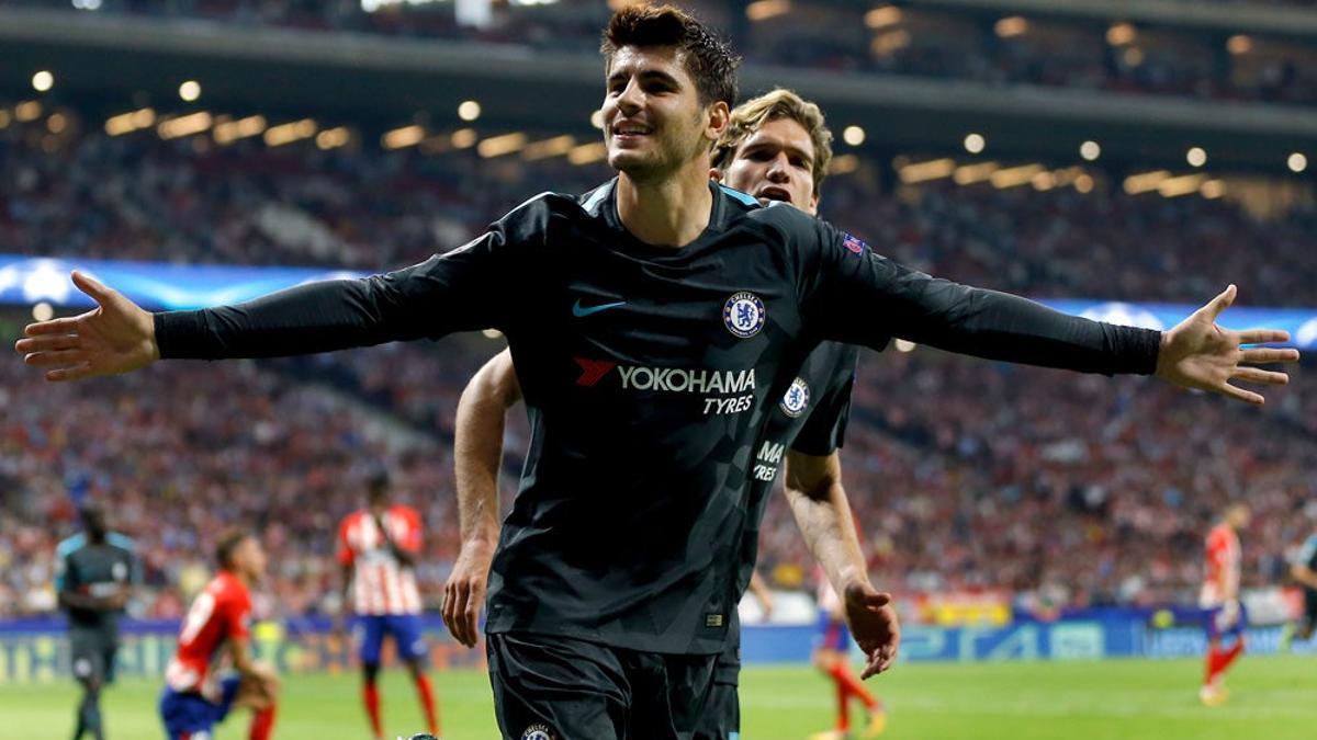 Álvaro Morata con el Chelsea