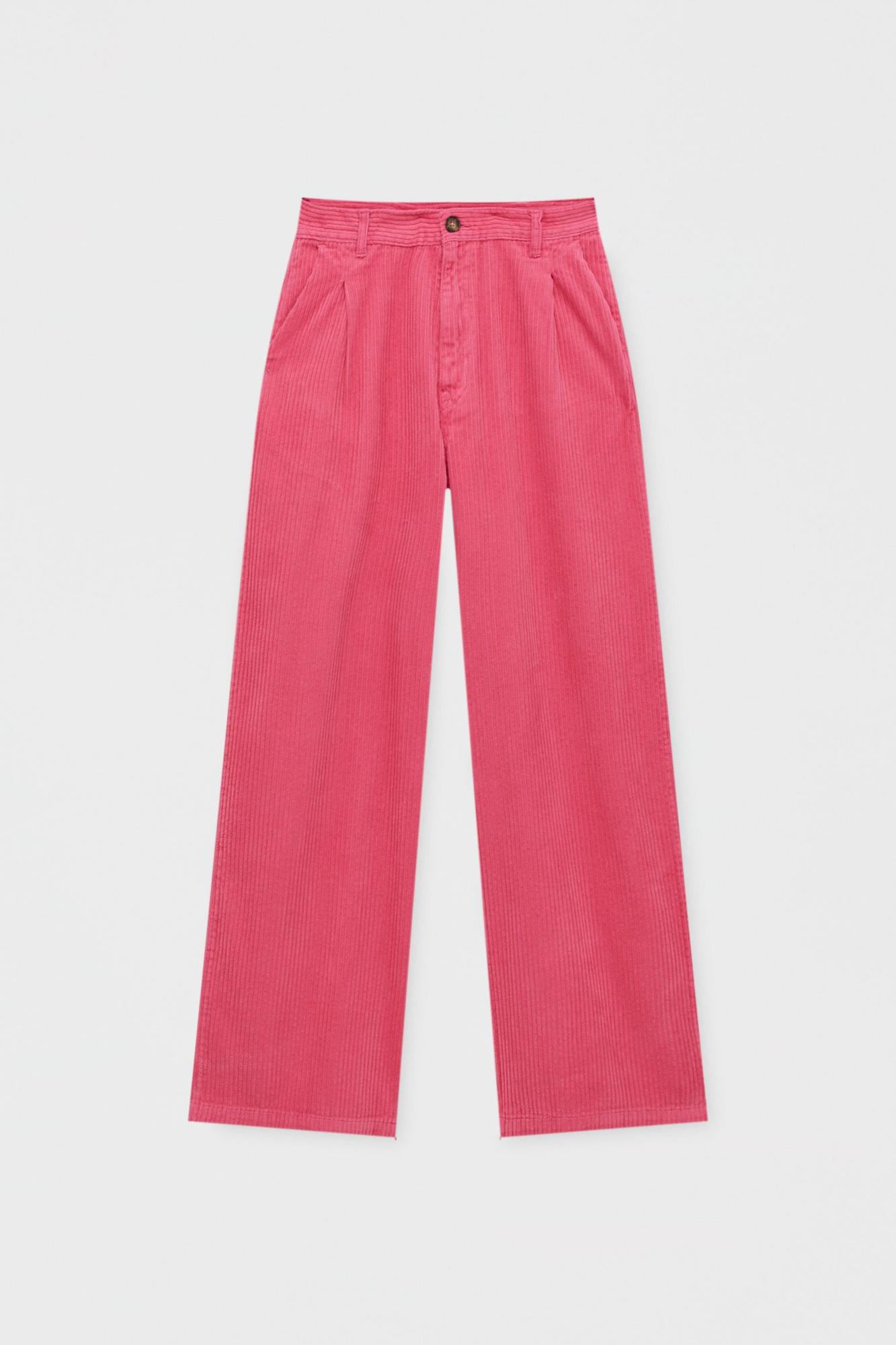 Pantalón baggy de pana rosa de Pull&amp;Bear