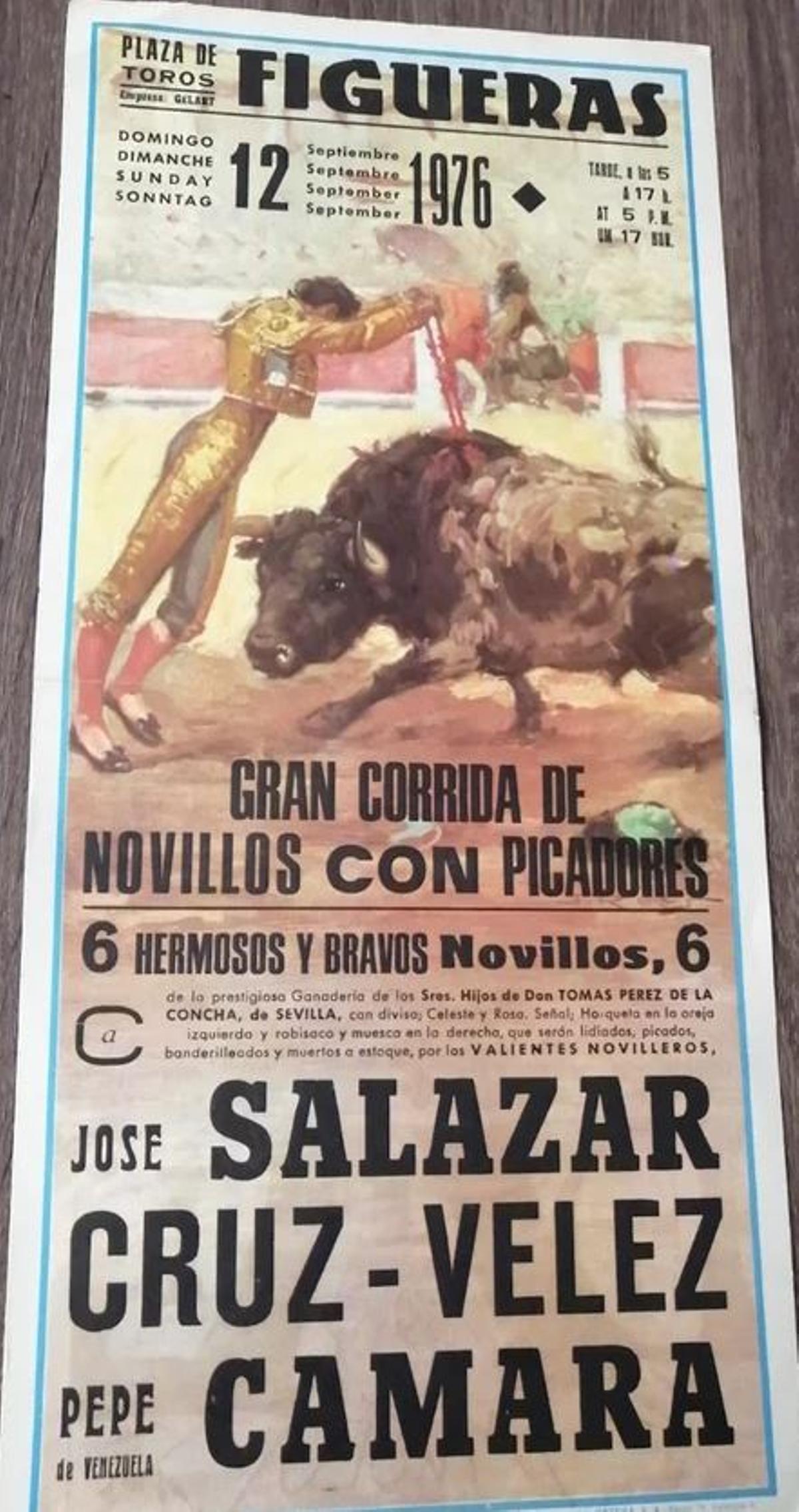 Cartell d’una cursa de l’any 1976 a Figueres, la plaça que més va sovintejar el torero de Cantallops.