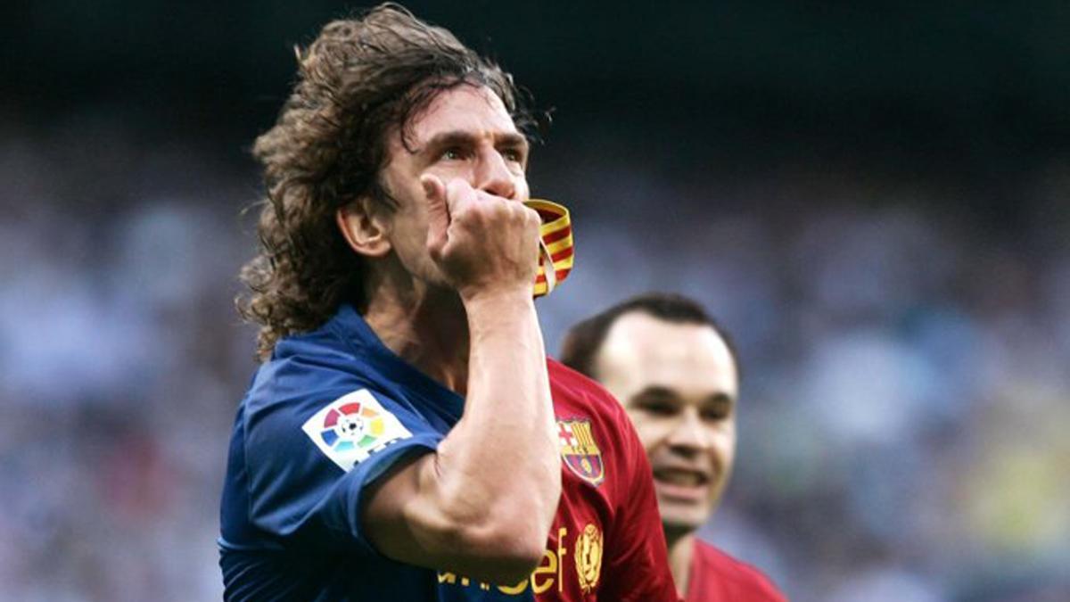 Puyol celebró así su gol en el histórico 2-6 de la temporada 2008-09
