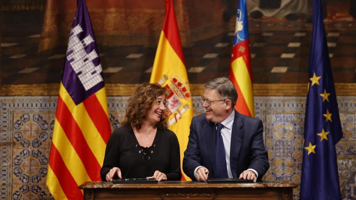 Los presidentes de la Comunitat Valenciana y Baleares, Ximo Puig y Francina Armengol.