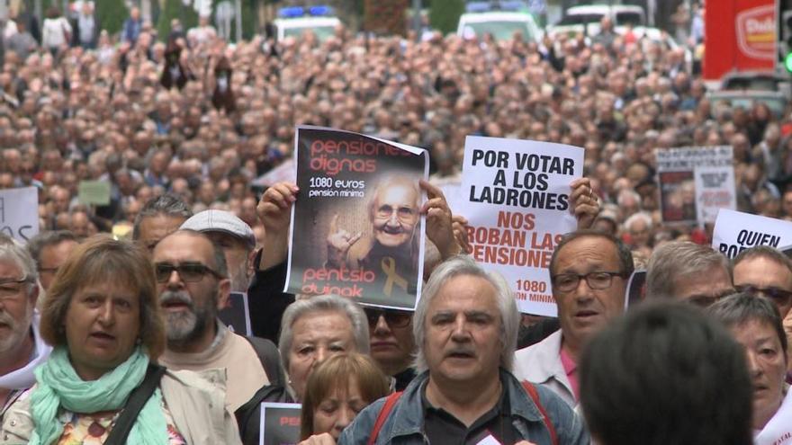 Protesta por la mejora de las pensiones en Bilbao.