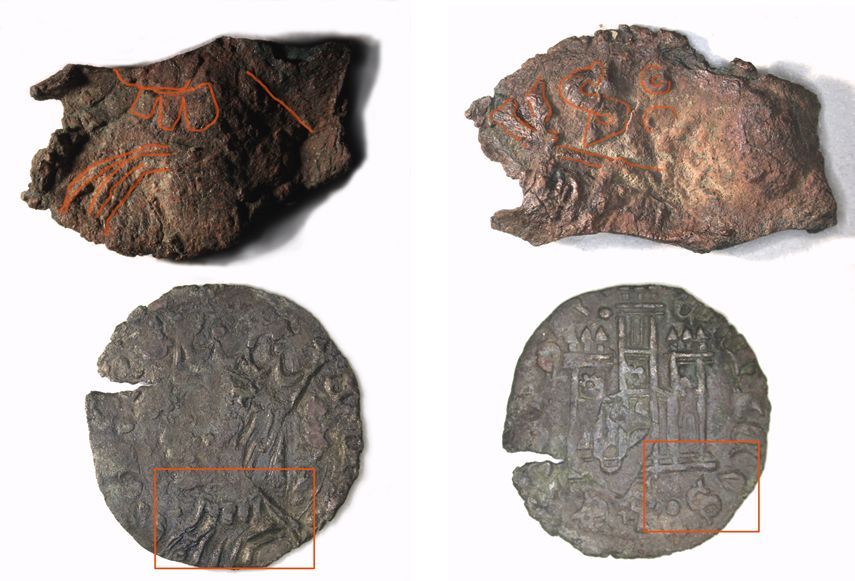 Monedas halladas en el yacimiento de San Marcial del Rubicón.