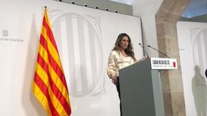 La portavoz del Govern, Patrícia Plaja, en una rueda de prensa en el Palau de la Generalitat