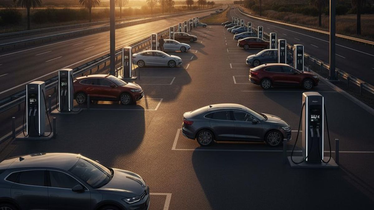 Coches eléctricos recargándose