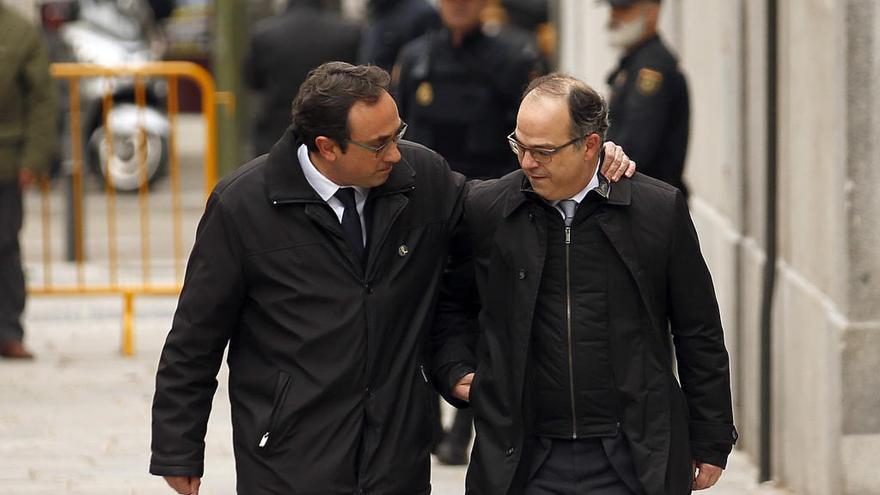 Josep Rull i Jordi Turull, abans d&#039;entrar al Tribunal Suprem, el març passat