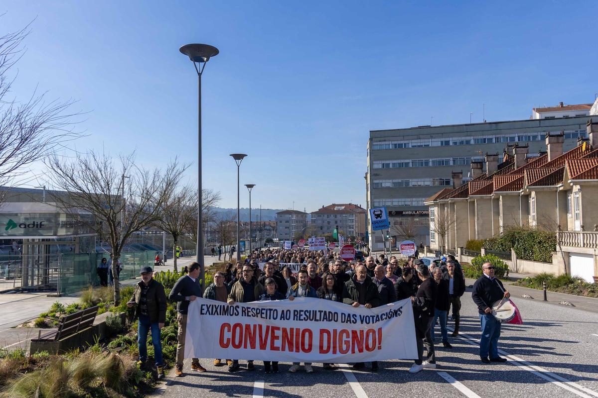 Manifestacion de la cig por el convenio del transporte de A Coruña