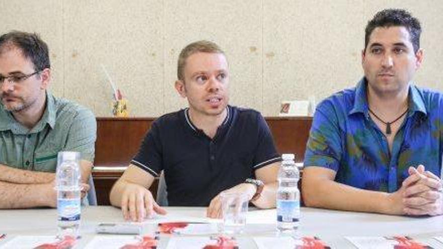 Sergio Cañada, David Ribas y Óscar Navarro durante la presentación de la IV Trobada Orquestral.