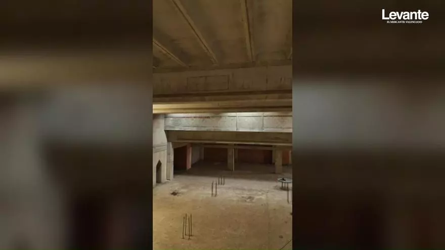 Interior del rocódromo en obras proyectado en Espai Verd