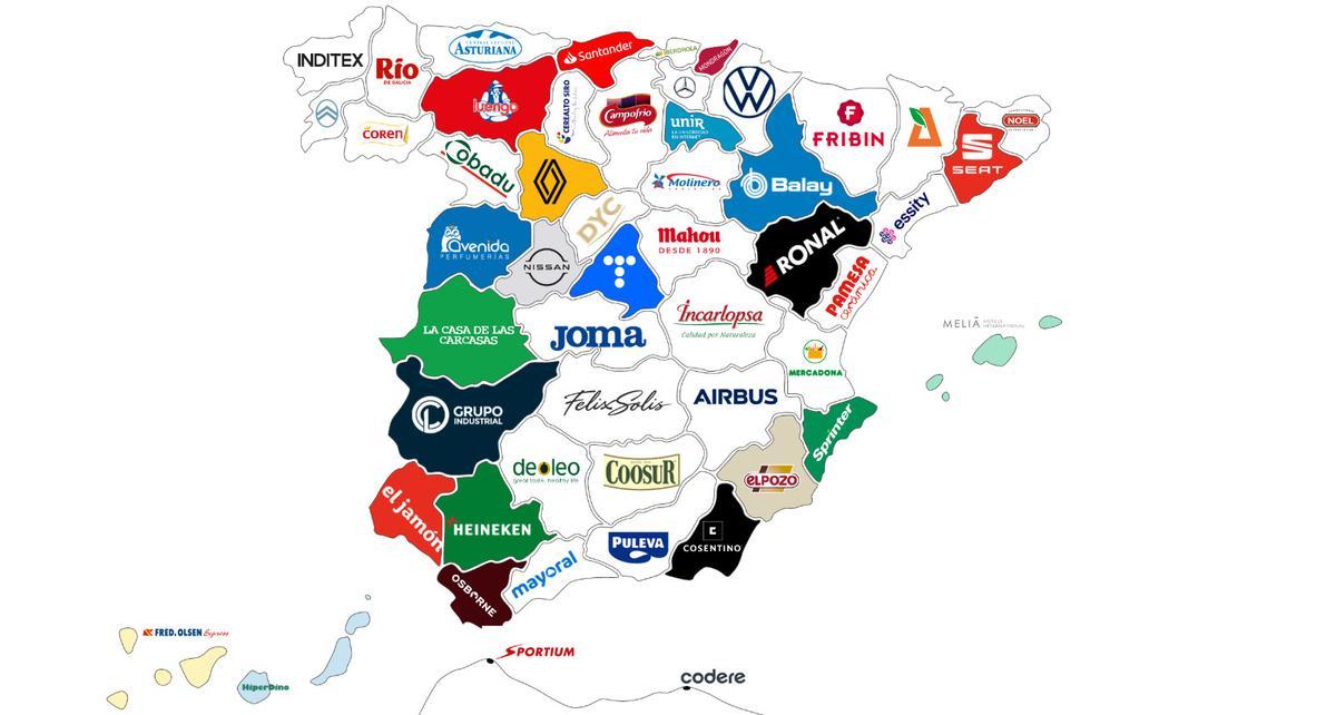 Mapa de las empresas mejor valoradas en cada provincia española