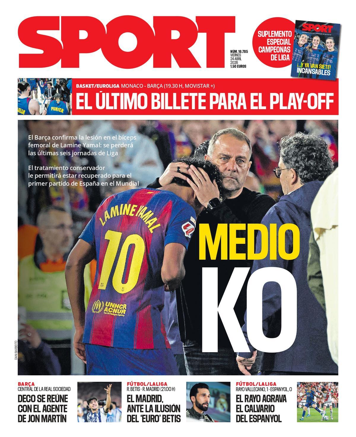 Esta es la portada de SPORT de hoy viernes, 24 de abril de 2026