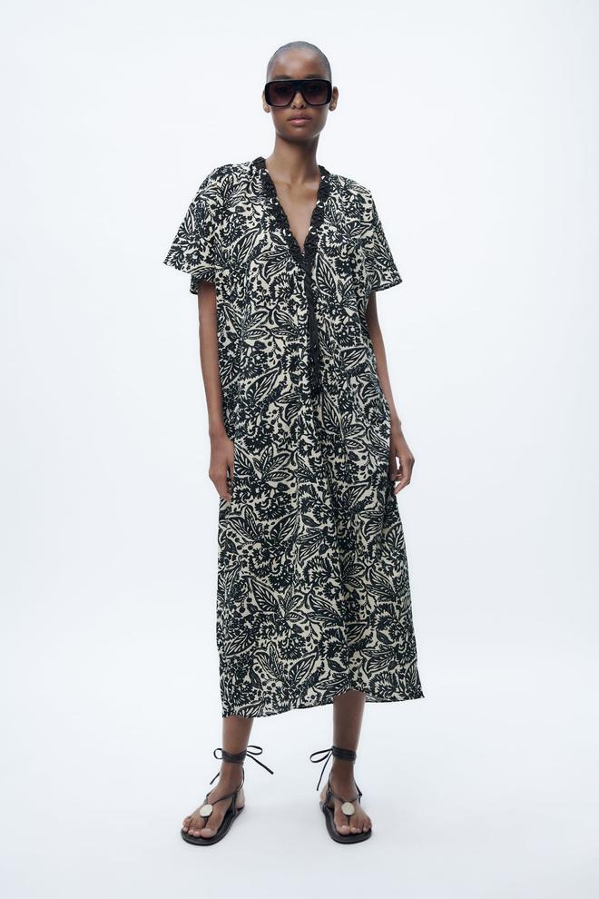 Vestido boho túnica estampado de Zara