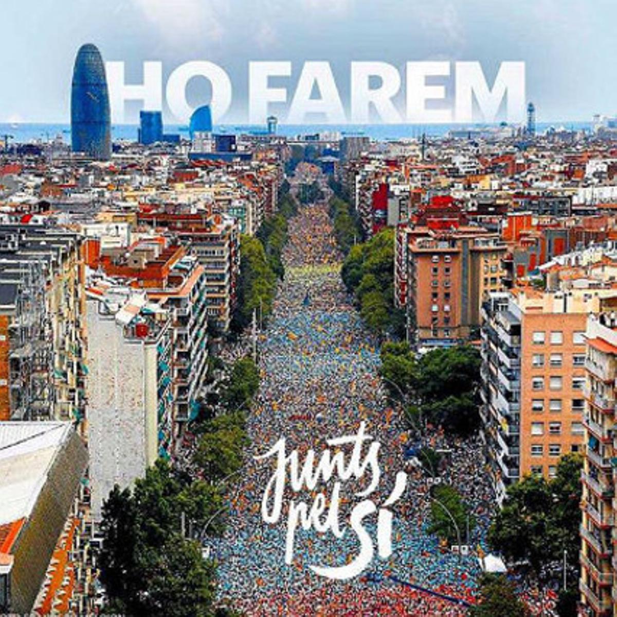 Imatge de la Via Lliure tuitejada per Junts pel Sí i per Josep Rull.