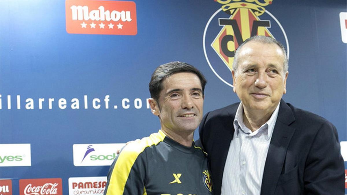 Marcelino, con el presidente del Villarreal