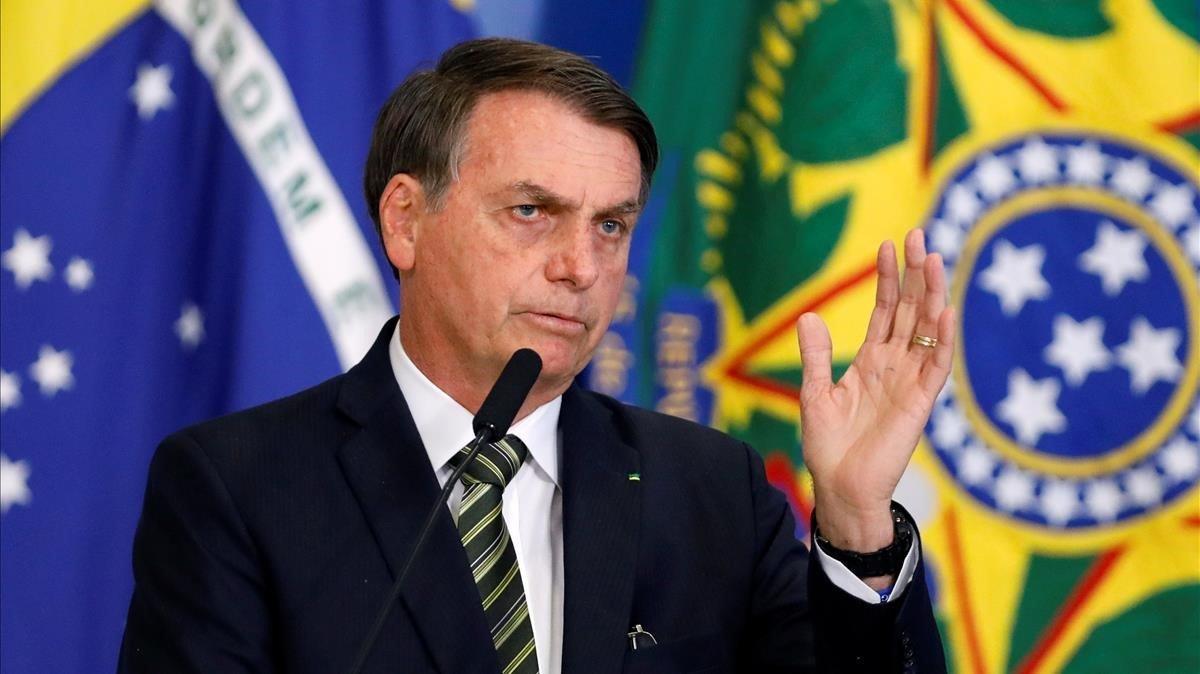 El presidente brasileño, Jair Bolsonaro, durante un acto en Brasilia este martes.