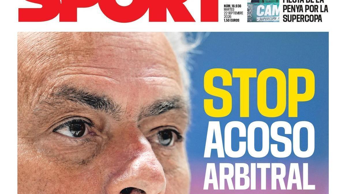 La portada de SPORT de hoy martes, 22 de septiembre de 2026