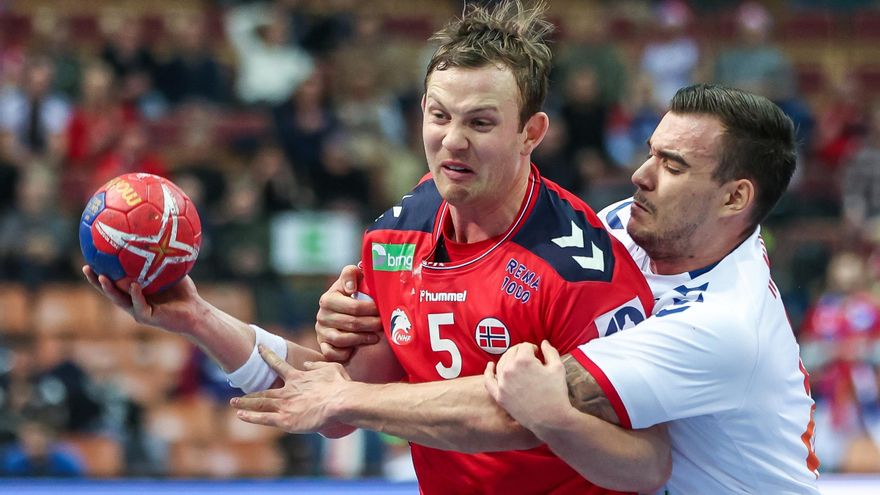 El jugador noruego Sander Sagosen durante el Mundial de Balonmano.