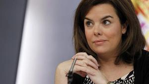 Soraya Sáenz de Santamaría, durant la roda de premsa posterior al Consell de Ministres.
