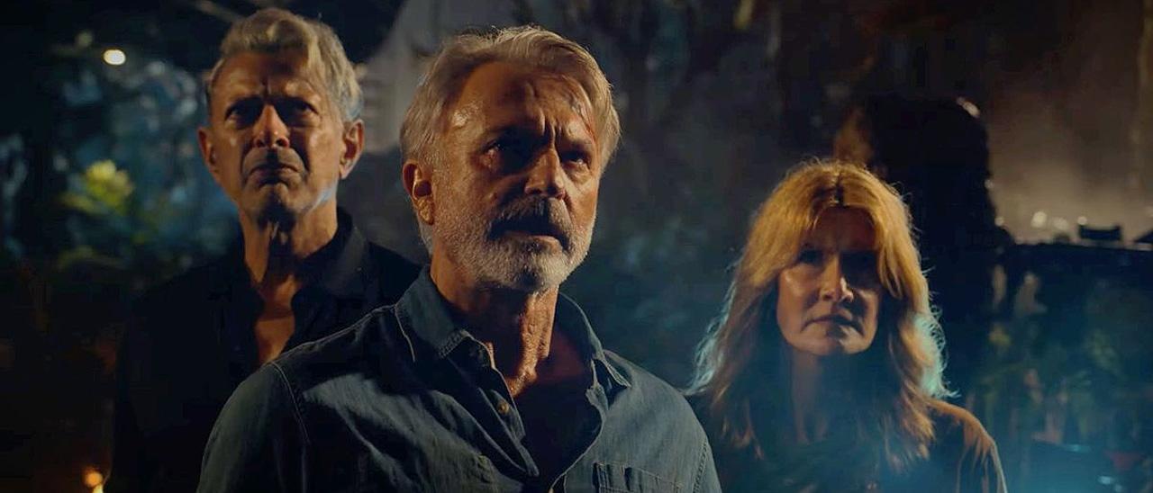 Jeff Goldblum, Sam Neill y Laura Dern, en una imagen de &#039;Jurassic World: Dominion&#039;.