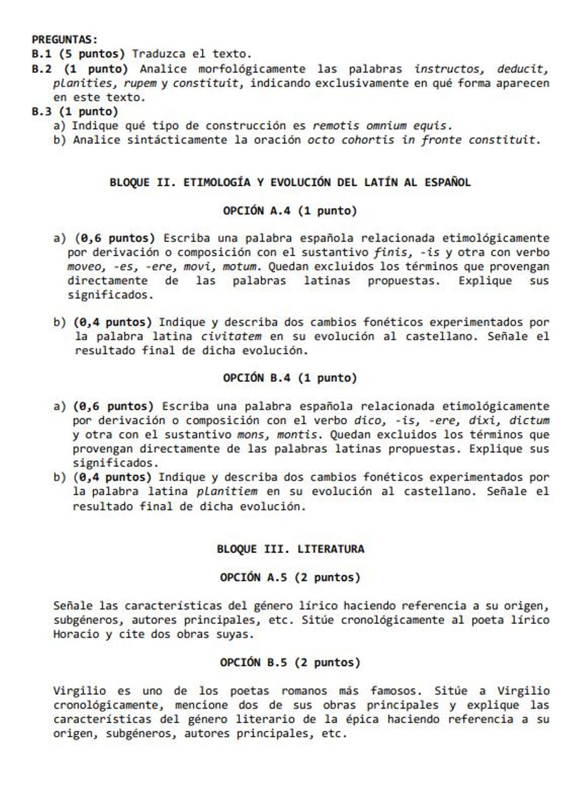 Examen de Latín de la PAU extraordinaria de Madrid