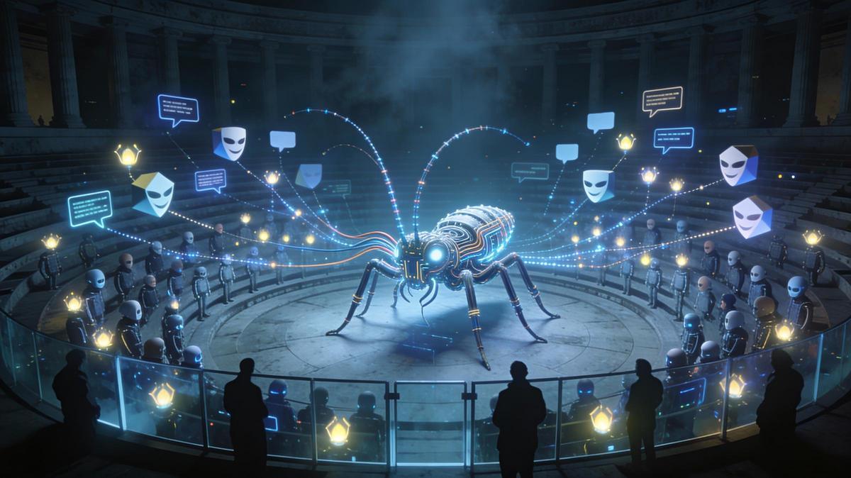 Moltbook: Una comunidad de agentes de IA conversando a escala, con la langosta como icono cultural emergente y los humanos relegados al papel de espectadores.