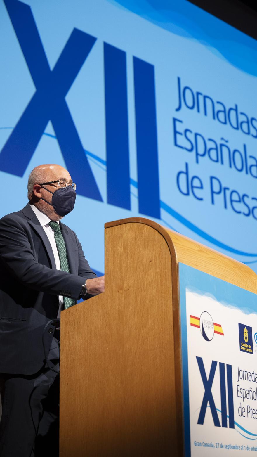 El presidente del Cabildo, Antonio Morales, durante su intervención.