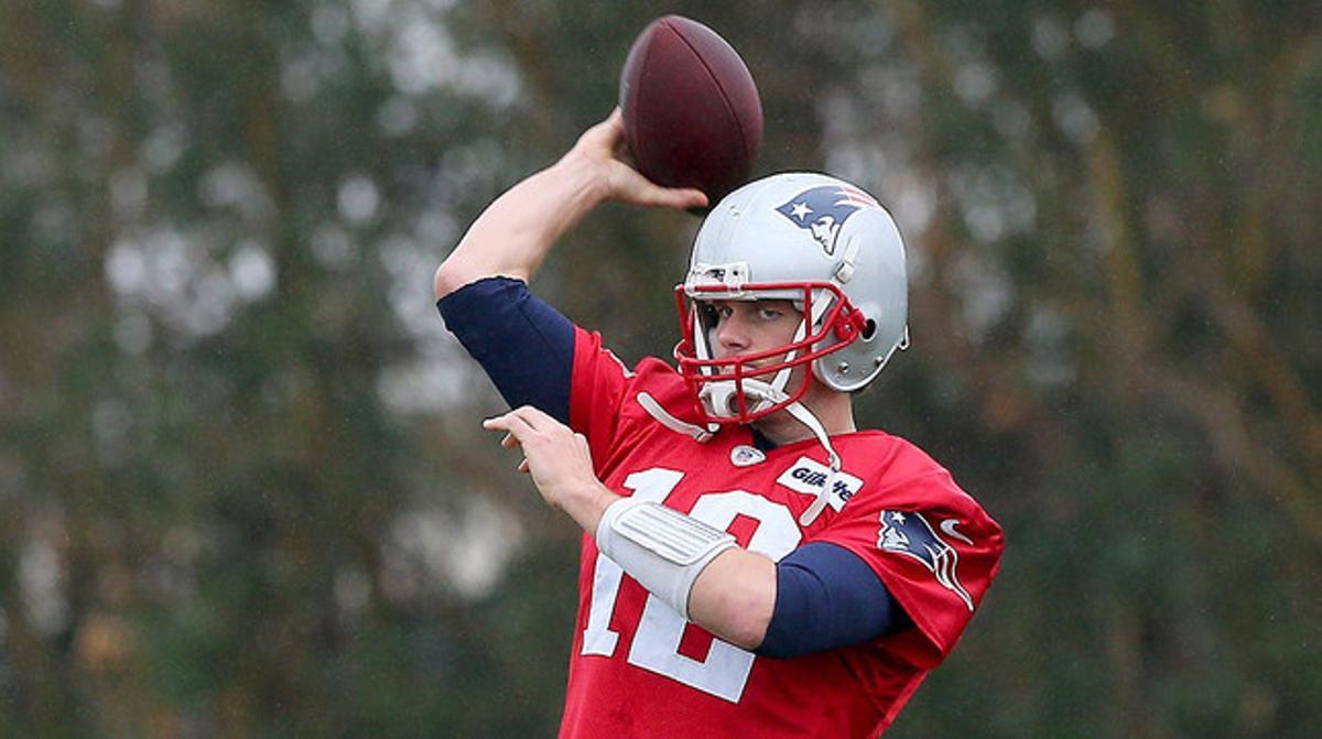 Tom Brady, dels New England Patriots, durant un entrenament, divendres.