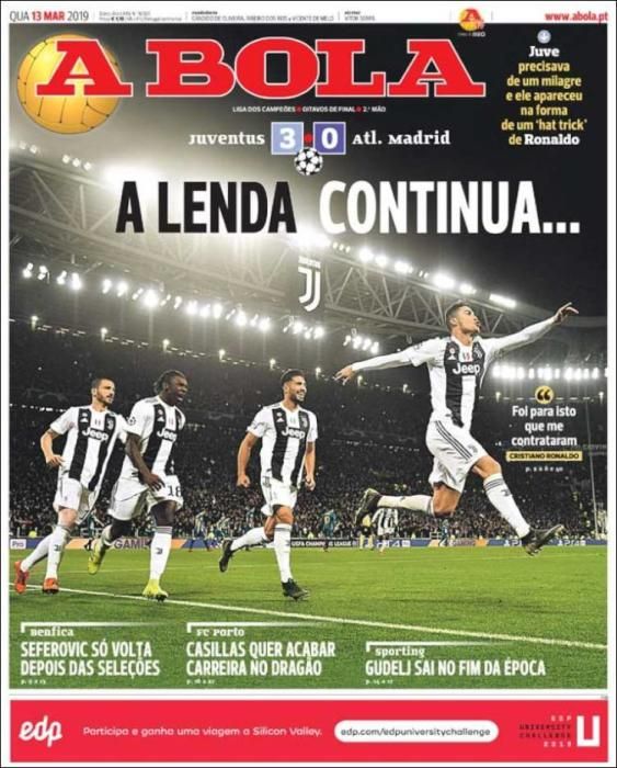 Portada A BOLA miércoles 13 de marzo de 2019