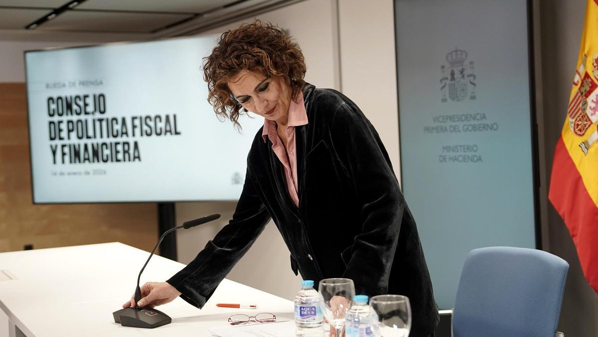 María Jesús Montero, durante la rueda de prensa posterior al Consejo de Política Fiscal y Financiera.
