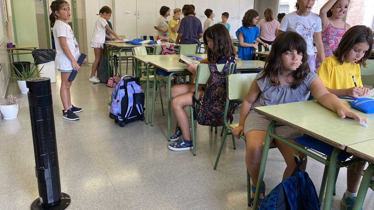 Un aula de un colegio de Barcelona.