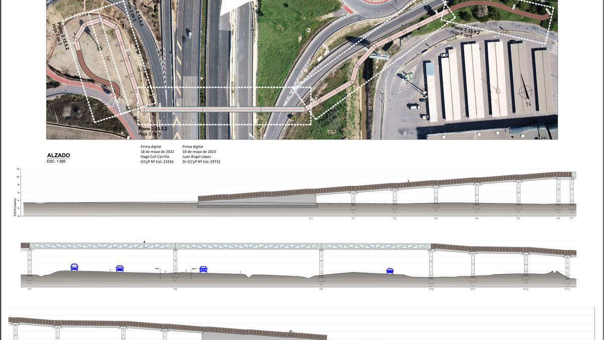 Plano del proyecto de la vía ciclopeatonal que está en marcha.