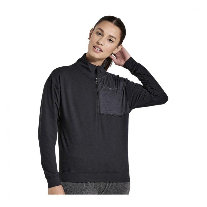 Sudadera Saucony Sunday 1/4 Zip Negro Mujer