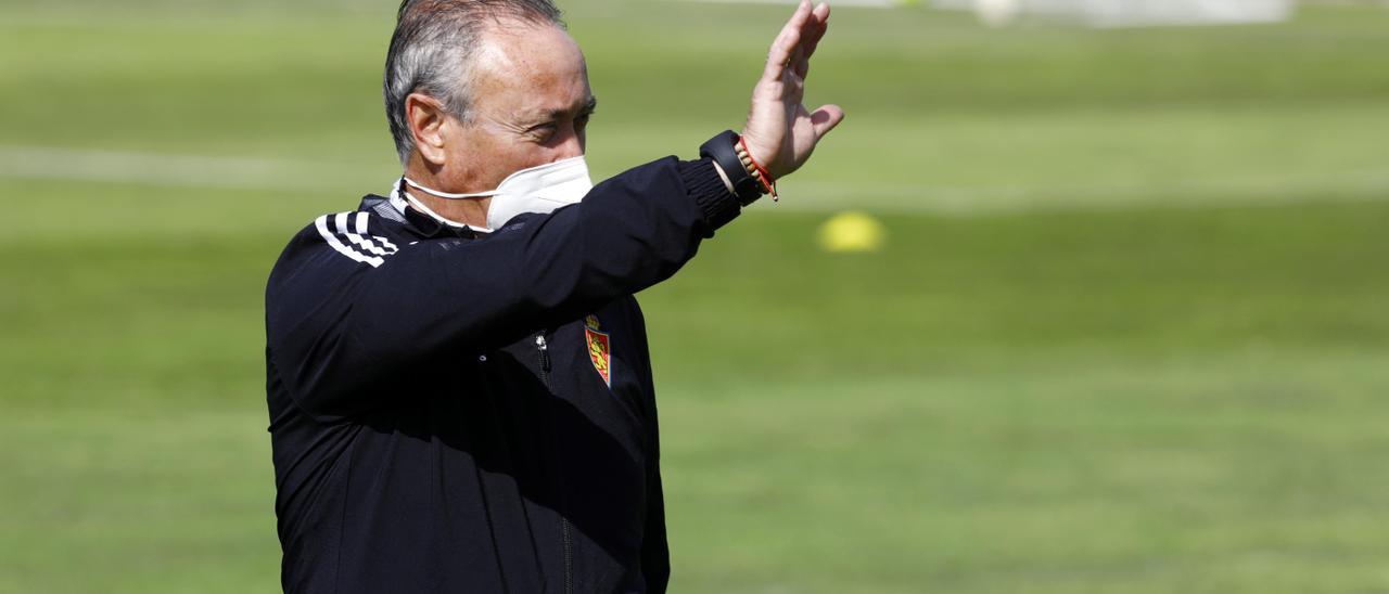 Juan Ignacio Martínez, en el entrenamiento de hoy en la Ciudad Deportiva.