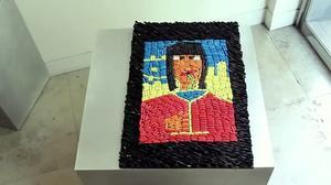 Un dels originals quadros realitzats amb gominoles per les tres artistes.