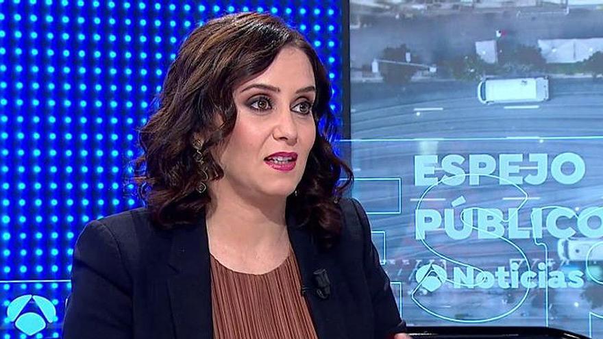 Isabel Díaz Ayuso, en Antena 3.