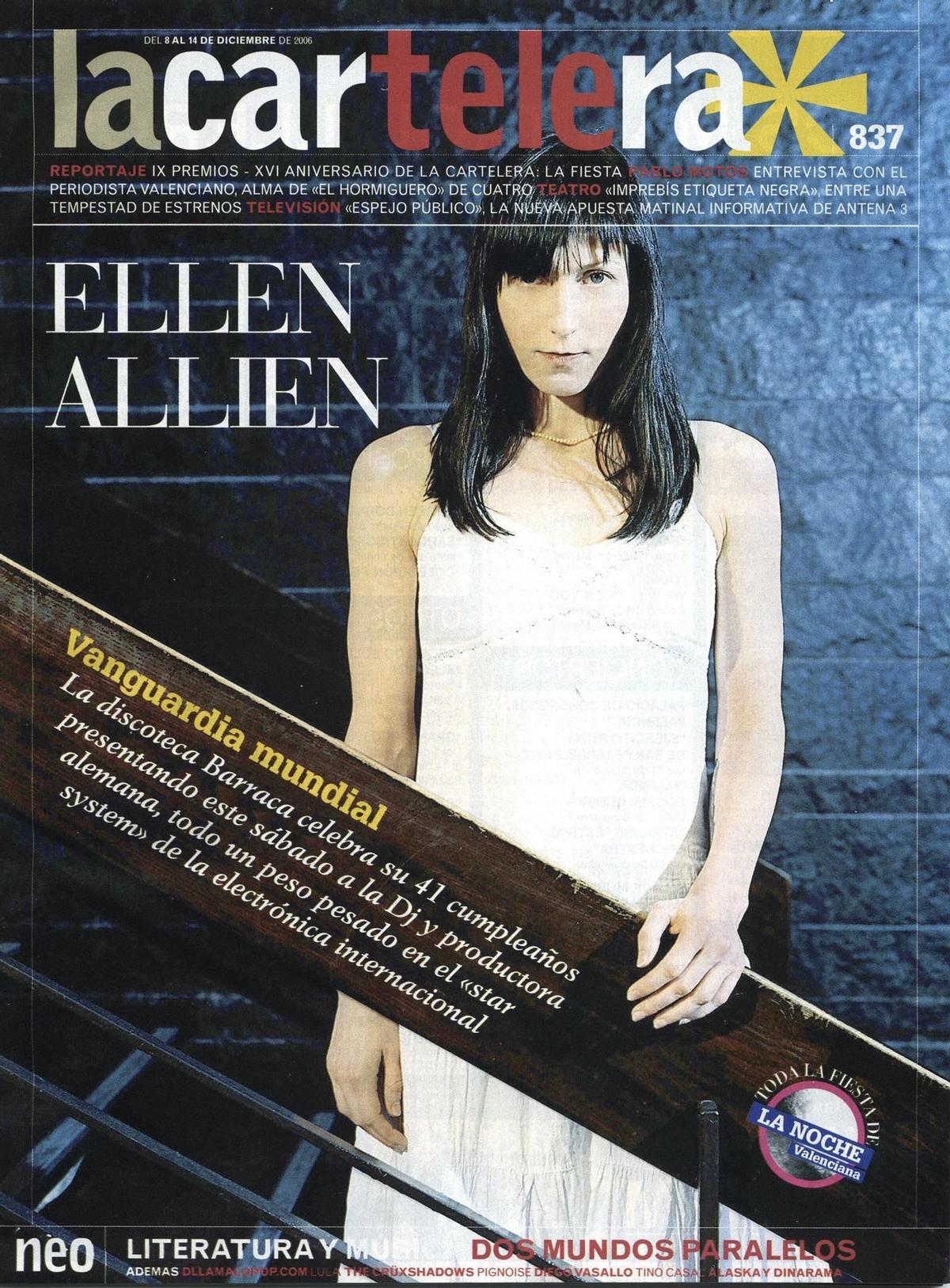 Ellen Allien en la portada del antiguo suplemento de Levante-EMV &quot;La Cartelera&quot;.