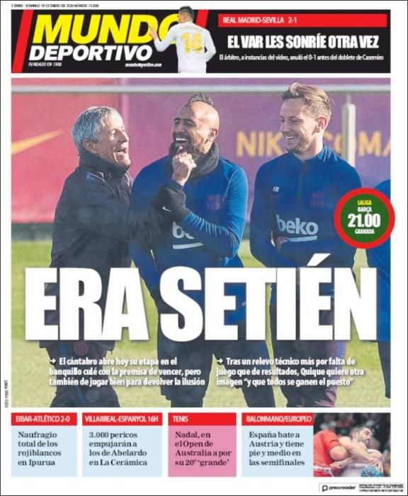 Portada MUNDO DEPORTIVO domingo 19 enero 2020