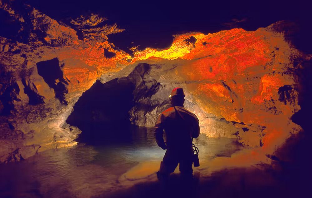 Interior de la Cueva del Lloviu, cerca del pueblo de Peón, en el concejo de Villaviciosa en Asturias.