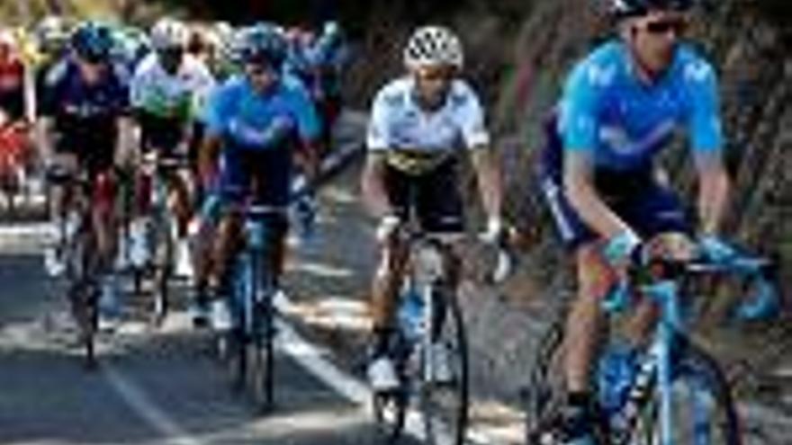 Alejandro Valverde i Nairo Quintana, en un moment de l&#039;etapa d&#039;ahir a Calella.