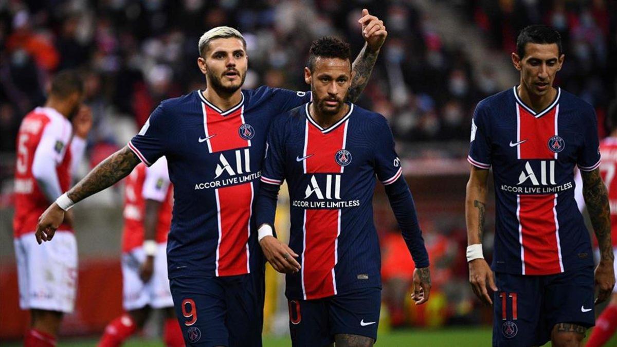 Neymar e Icardi celebrando un gol. Los dos serán baja para el partido contra el Nimes