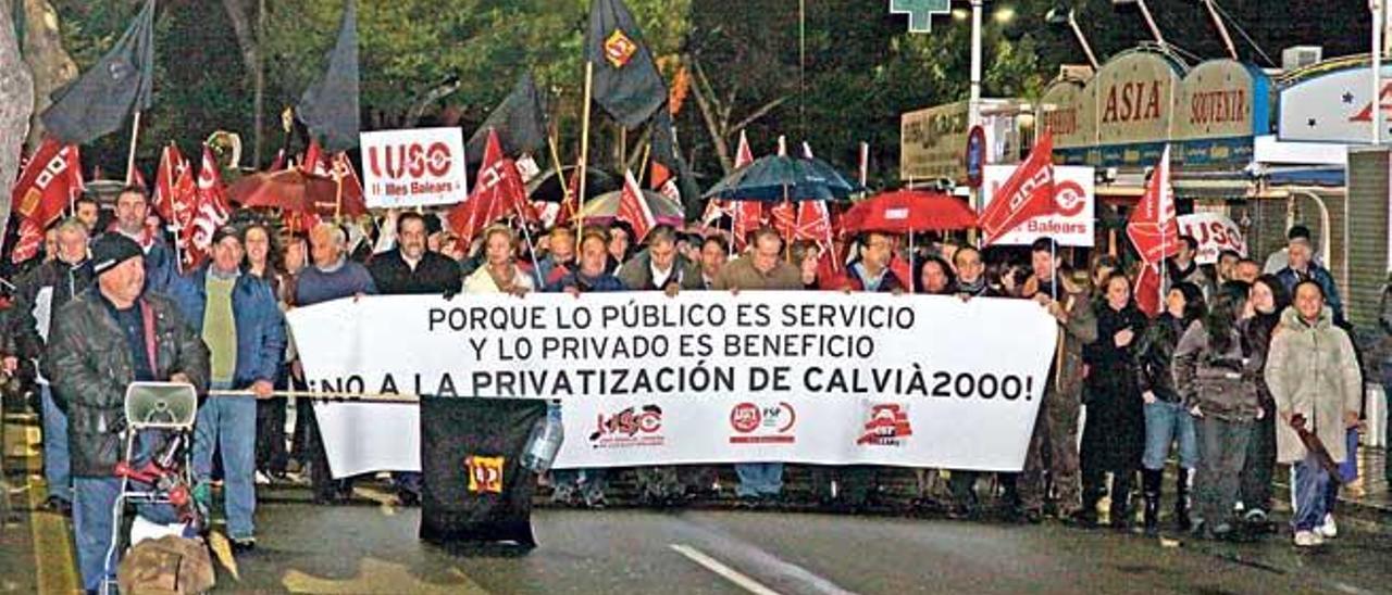 Manifestación que se convocó en Calvià en 2010 para protestar por la privatización.