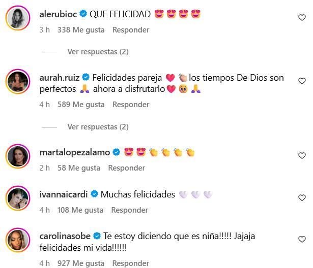 Algunos de los comentarios a la feliz noticia del embarazo