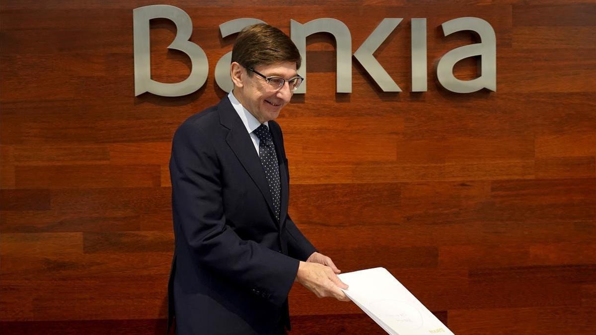 El presidente de Bankia, Jose Ignacio Goirigolzarri, durante la presentación de los resultados de la entidad correspondientes al ejercicio 2019