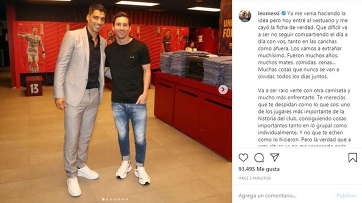 Messi sobre el adiós de Luis Suárez: "A esta altura, ya no me sorprende nada"