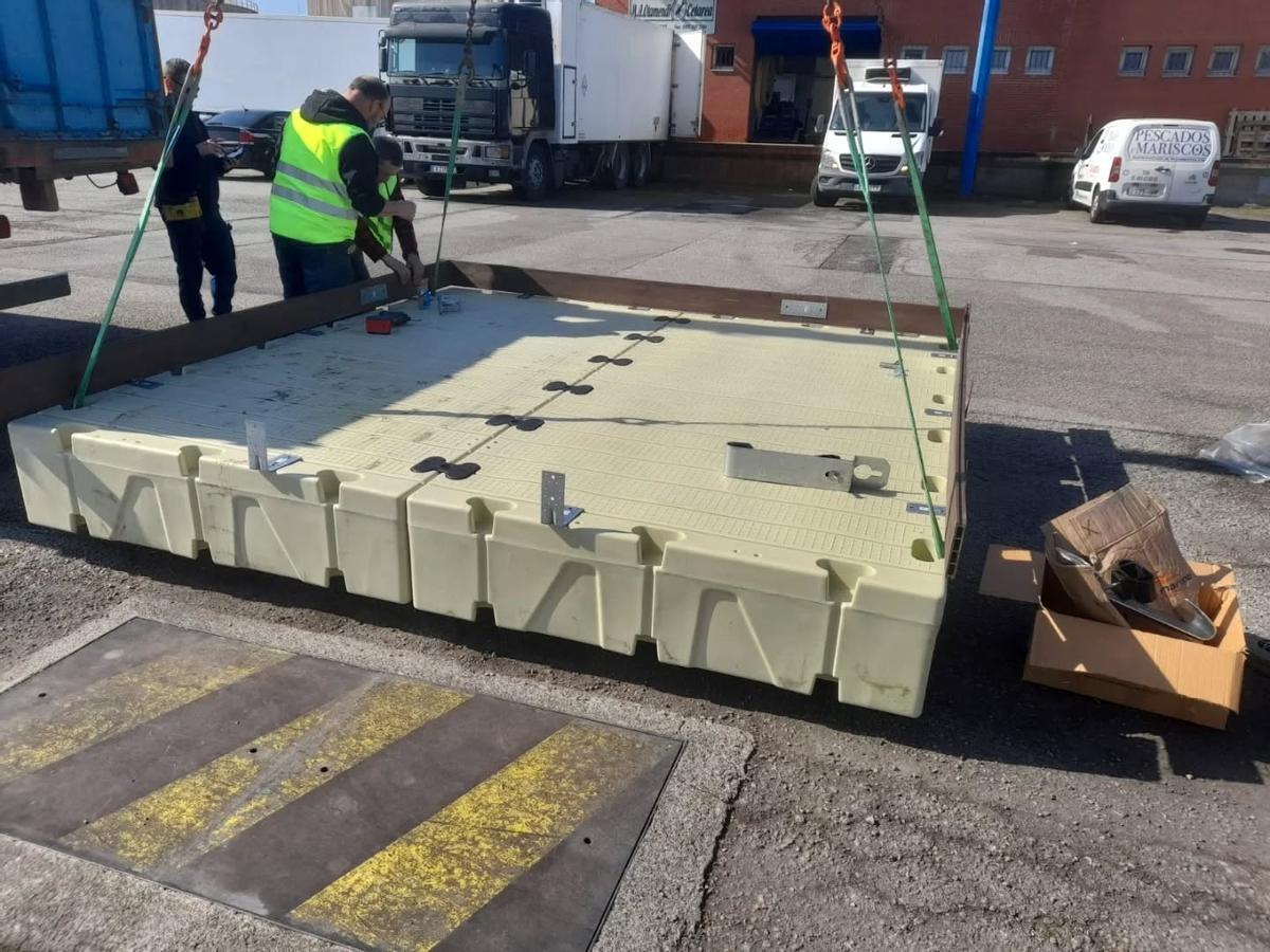 La plataforma, antes de ser instalada.