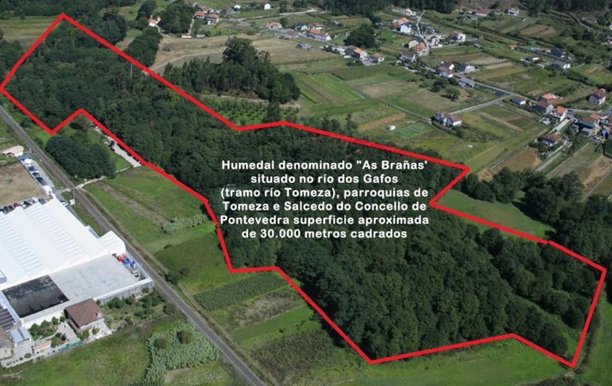 Humedal As Brañas, de 30.000 metros cuadrados, en el río Gafos. | FDV