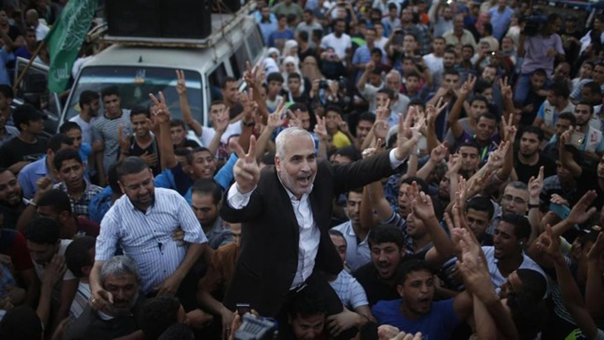 celebración en las calles de gaza