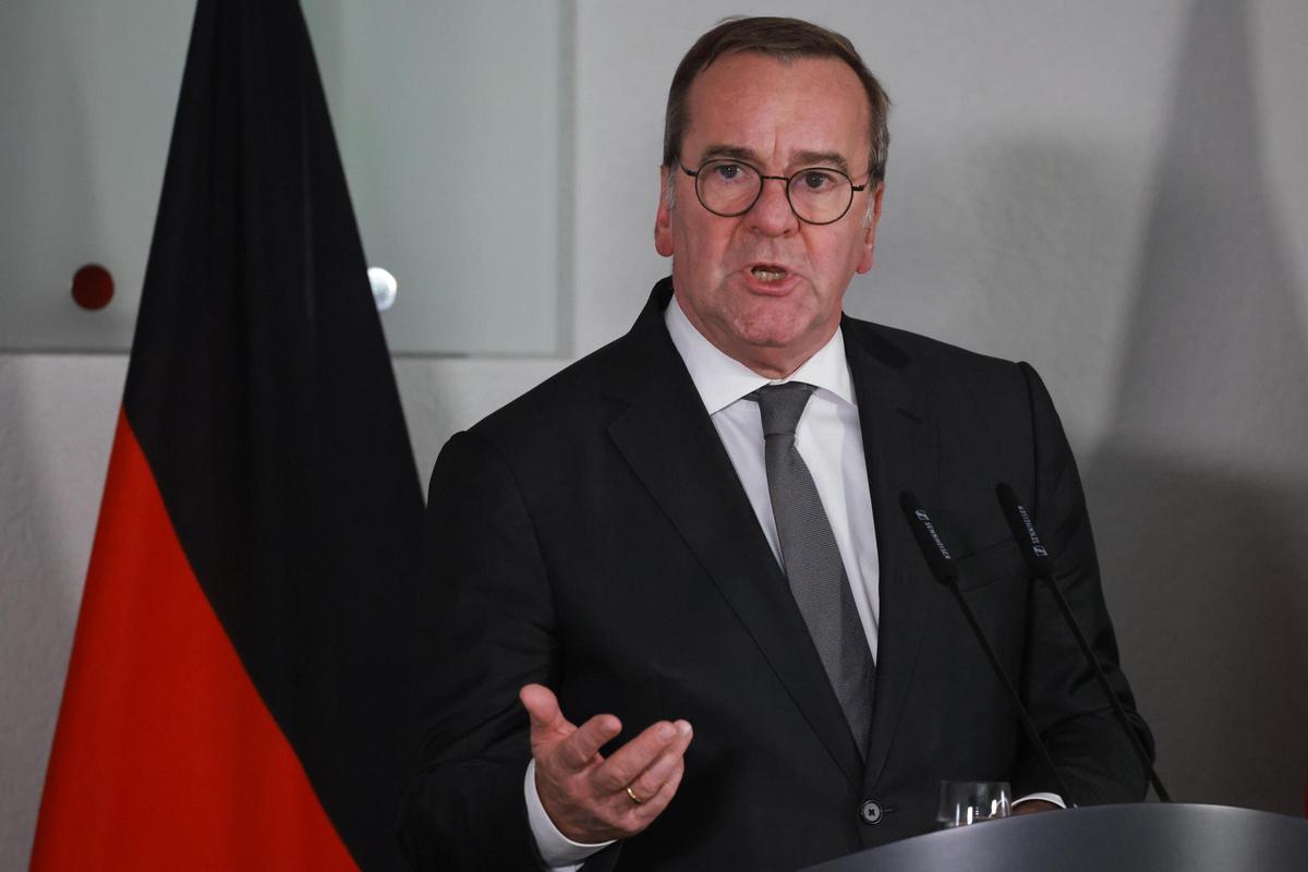 El ministro de Defensa alemán, Boris Pistorius, este lunes durante la reunión con sus homólogos de Reino Unido, Francia, Polonia e Italia.